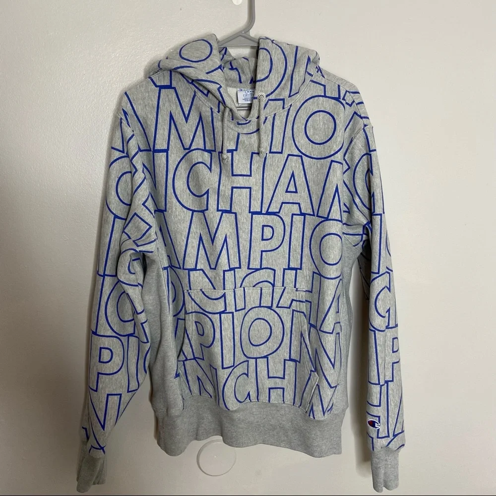 Champion Large Logo Gray Sweatshirt Large - Picture 1 of 9